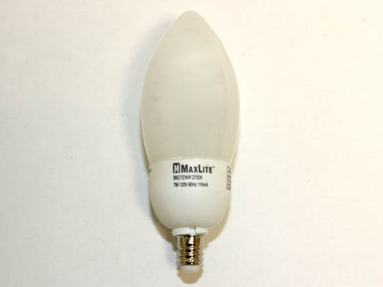 MaxLite M20740 SKC7CWW 30 Watt Incandescent Equivalent, 7 Watt, Flame Tip Warm White Style Compact Fluorescent Candelabra Base Bulb