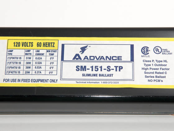 Advance Transformer SM151STP SM151STP (120V) Philips Advance 120 Volt One Lamp F96T8 Magnetic Fluorescent Ballast