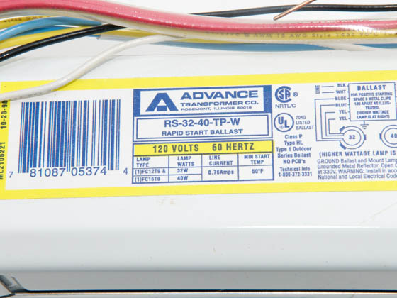 Advance Transformer RS3240TPW RS-32-40-TP-W Philips Advance Magnetic Circline Ballast 120V for (2) FC12T9(1) and FC16T9(1)