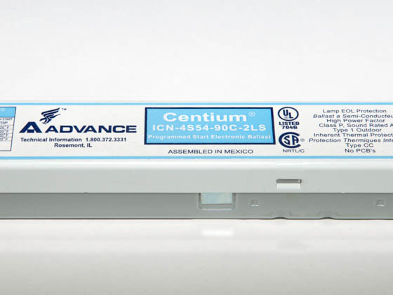 Advance Transformer ICN4S5490C2LS35M ICN4S5490C2LS35M (DISC-Use ICN4S5490C2LSG35I) Philips Advance 120-277 Volt Four Lamp F54T5 Electronic High Output Ballast with Poke-In Connectors