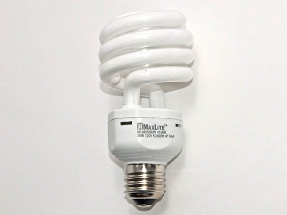 MaxLite M01457 MLM25SCW 100 Watt Incandescent Equivalent, 25 Watt, 120 Volt Cool White Spiral CFL Bulb