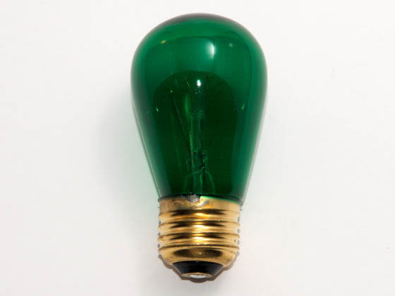 Bulbrite B701411 11S14/TG (Trans. Green) 11W 130V S14 Transparent Green Sign or Indicator Bulb, E26 Base
