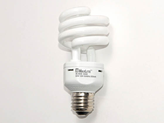 MaxLite M11129 MLM20SDL 75 Watt Incandescent Equivalent, 20 Watt, 120 Volt Bright White Spiral CFL Bulb