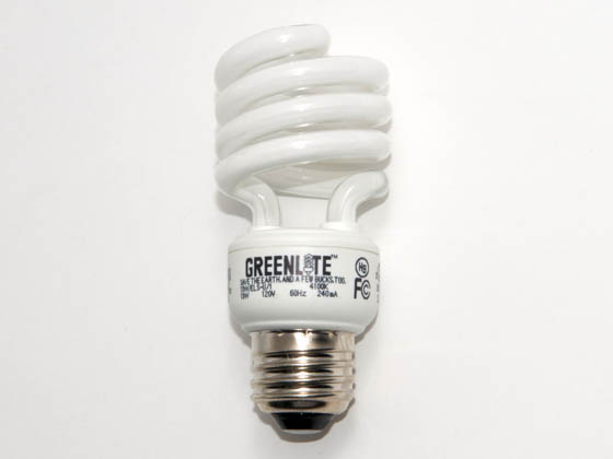 Greenlite Corp. G355294 13W/ELS-M/41K (Mini) DISCONTINUED (USE 356062) 60 Watt Incandescent Equivalent, 13 Watt, 120 Volt Cool White Spiral CFL Bulb