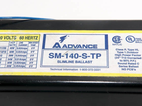 Advance Transformer SM140STPM Philips Advance 120 Volt One Lamp F34T12  or F40T12 Magnetic Ballast