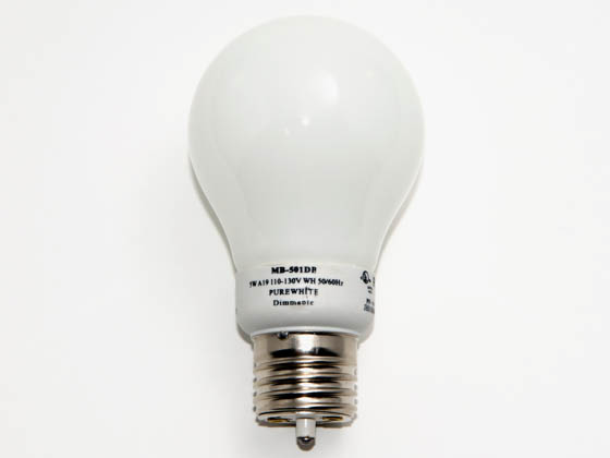 Litetronics MB-501DP 5W/A19/WH/PW 30 Watt Incandescent Equivalent, 5 Watt, White, A19 DIMMABLE/FLASHABLE Cold Cathode Bulb