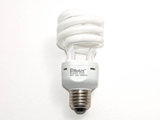 MaxLite M01426 MLM20SWW 75 Watt Incandescent Equivalent, 20 Watt, Spiral Warm White Compact Fluorescent Medium Base Bulb