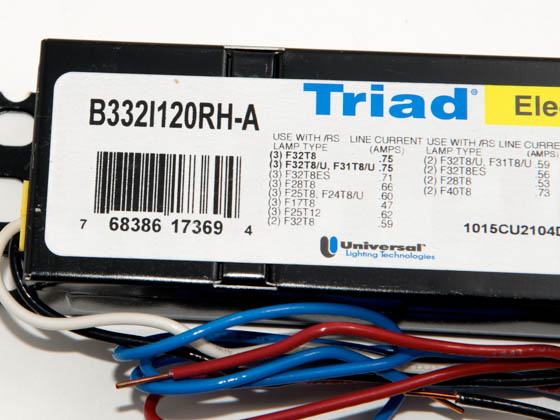 Universal Douglas B332I120RH-A000I Universal 120 Volt Three Lamp F32T8 Electronic Ballast, Standard Model