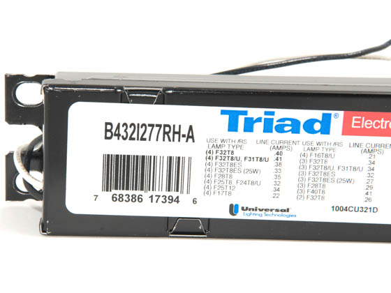 Universal Douglas B432I277RH-A000I Universal 277 Volt Four Lamp F32T8 Electronic Ballast, Standard Model