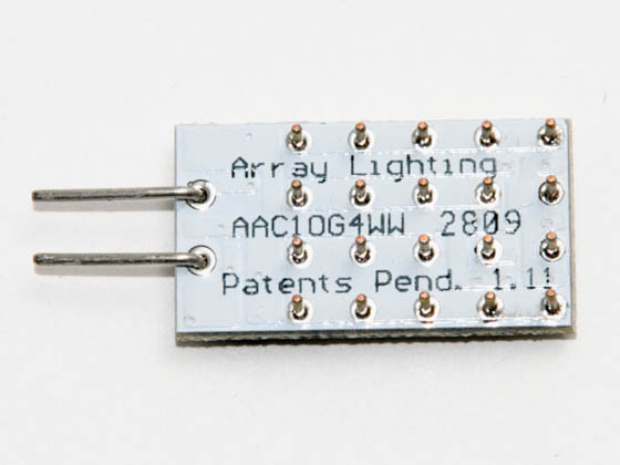 Array Lighting AAC10G4WW 1 Watt, 12 Volt DIMMABLE LED Warm White Bi-Pin Bulb.