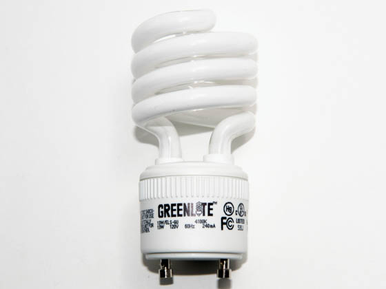 Greenlite Corp. G356055 13W/ELS/M/GU/41K 60 Watt Incandescent Equivalent, 13 Watt, Cool White GU24 Spiral Compact Fluorescent Lamp