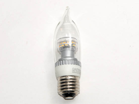 TCP LDF3WH30K 15-25W Incandescent Equivalent, 25000 Hour, 3 Watt, 120 Volt Soft White DIMMABLE LED Decorative Flame Tip Bulb.