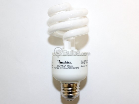 Overdrive 18W/ODMS/27K 75W Incandescent Equivalent.  18 Watt, 120 Volt Warm White CFL Bulb