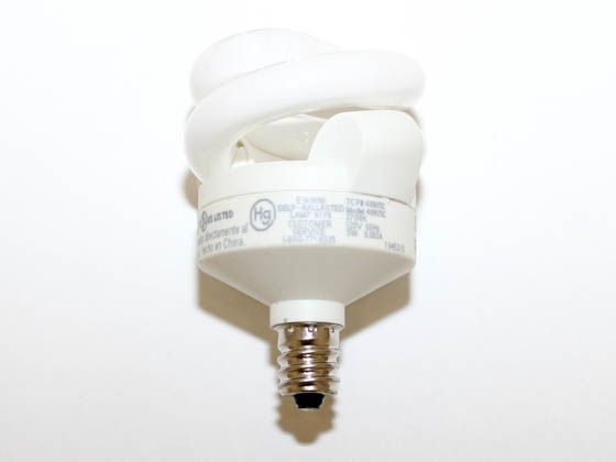 TCP TEC48905C 5 Watt Spiral Lamp (Candelabra Base) 25 Watt Incandescent Equivalent, 5 Watt, 120 Volt Warm White Spiral CFL Bulb
