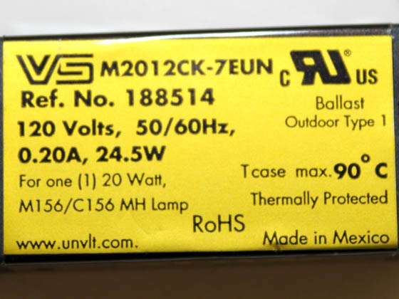Universal Douglas 188514.02 M2012CK-7EUN Universal 20 Watt, 120 Volt Micro Case Electronic Metal Halide Ballast