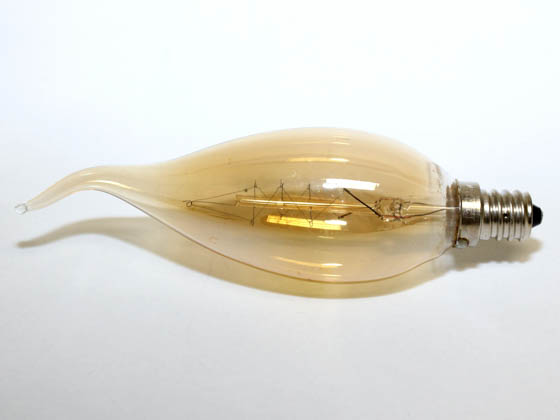 Bulbrite 413115 NOS15CFA 15W 130V Amber Nostalgic Bent Tip Decorative Bulb, E12 Base