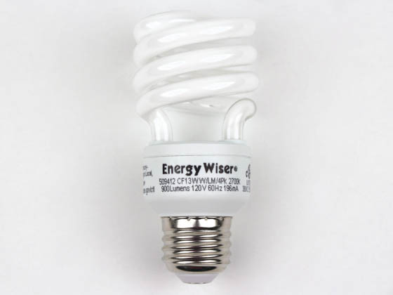 Bulbrite 509412 CF13WW/4PK (DISC USE 509416) 60W Incandescent Equivalent. 13 Watt, 120 Volt Warm White CFL Bulb. Sold in 4-Packs, Priced Per Bulb.