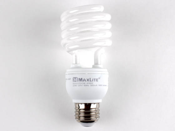 MaxLite 70842 MLM23SCW 100 Watt Incandescent Equivalent, 23 Watt, 120 Volt Cool White Spiral CFL Bulb