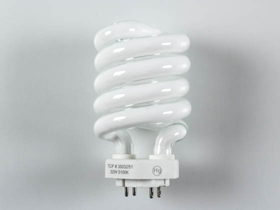 TCP TEC35032-51K 32W Spring Lamp (5100K, 4-Pin Base) 3503251K 32 Watt 4-Pin Bright White Spiral CFL Bulb