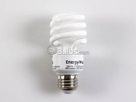 Bulbrite 509114 CF13SD/LM 13W 120V Bright White Spiral CFL Bulb, E26 Base