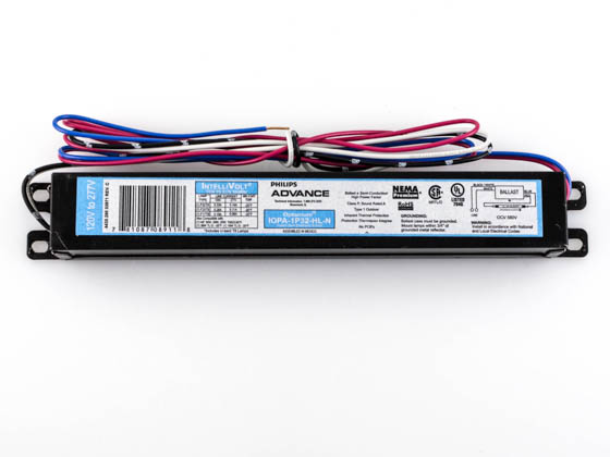 Advance Transformer IOPA1P32HLN Philips Advance Electronic Ballast 120V to 277V for (1) F32T8 High Lumen