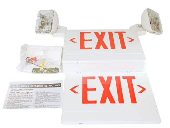 Simkar SK6600272 SCLI2RW-REM 120 to 277V Red LED Exit Sign with Emergency Lights, Remote Head Capable