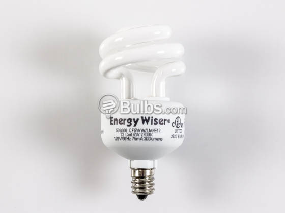 Bulbrite 509006 CF5WW/LM/E12 5W 120V Warm White Spiral CFL Bulb, E12 Base