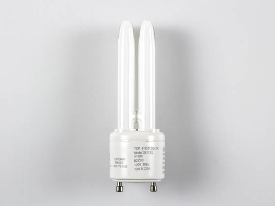 TCP 33113Q41K 13W Cool White Quad Double Twin Tube CFL Bulb, GU24 Base