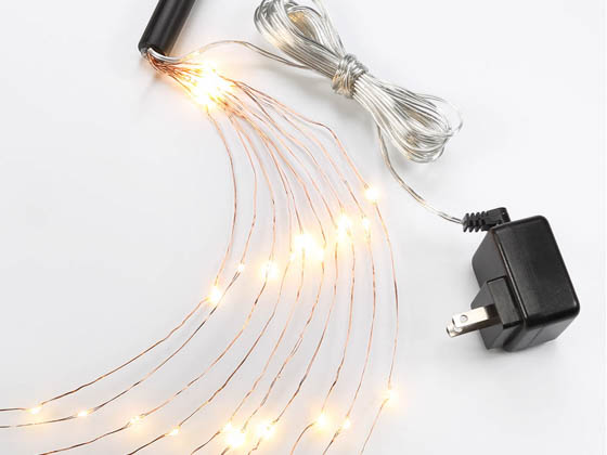 Bulbrite 810066 LED/STAR/COP/M/27K 10 Foot AC Powered Multi LED String Lights