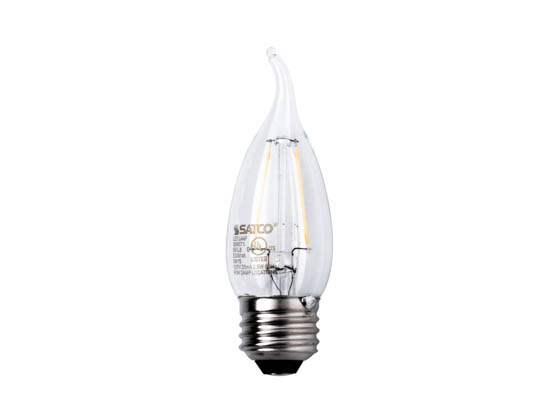 Satco Products, Inc. S9571 2.5W EFC/LED/27K/120V Satco Dimmable 2.5W 2700K CA11 Decorative Filament LED Bulb, Enclosed Fixture Rated