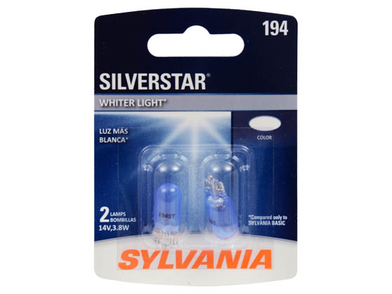 Sylvania 32777 194ST.BP2 EN-SP 2/SKU  12/BX  72/CS 194 SilverStar Mini Auto Bulb