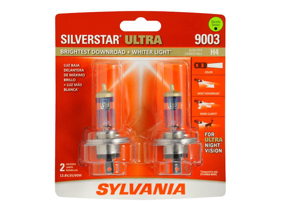 Sylvania 31361 9003SU.BP2 EN-SP 2/SKU 8/BX 80/CS 9003, H4 SilverStarUltra High and Low Beam Headlight