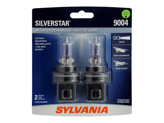 Sylvania 36186 9004ST.BP2 EN-SP 2/SKU 8/BX 80/CS 9004 SilverStar Halogen Headlight
