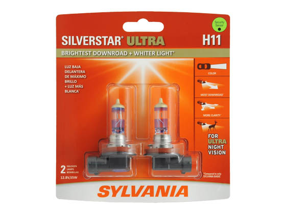 Sylvania 31360 H11SU.BP2 EN-SP 2/SKU 8/BX 80/CS H11 SilverStar Ultra Halogen Headlight