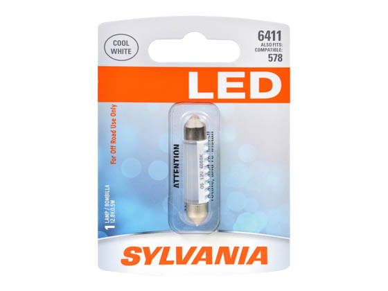 Sylvania 33274 SYLED 6411SL.BP EN-SP UPP 1/SKU 12/CS 6411 LED 41mm Festoon Interior Auto Bulb