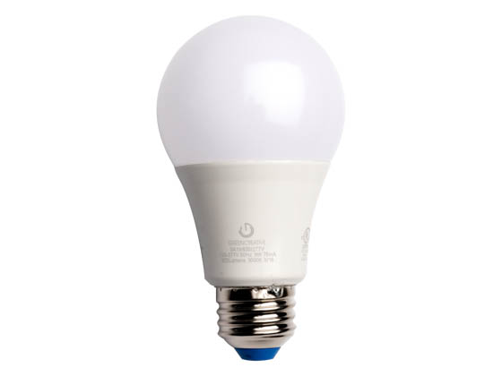 Green Creative 58038 9A19G4/830/277 Non-Dimmable 9 Watt 120-277V 3000K A19 LED Bulb, Enclosed Fixture Rated