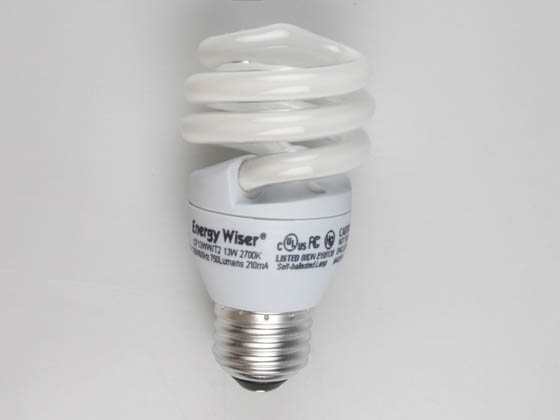 Bulbrite 509015 CF13WW/T2 13W 120V Warm White CFL Bulb, E26 Base