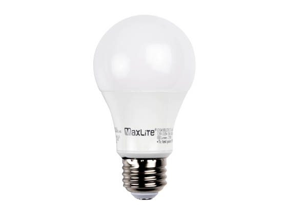 MaxLite 107624 E10A19DLED927/JA8 Maxlite Dimmable 10 Watt 2700K A19 LED Bulb, 90 CRI, JA8 Compliant, Rated For Enclosed Fixtures