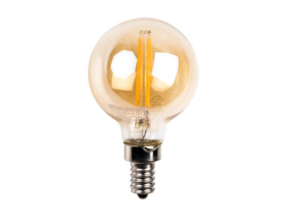 Bulbrite 776606 LED2G16/22K/FIL-NOS/2 Dimmable 2.5W 2200K Vintage G16 Filament LED Bulb, E12 Base, Rated For Enclosed Fixtures