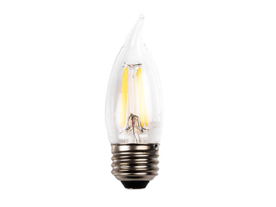 Bulbrite 776675 LED4CA10/27K/FIL/E26/2 Dimmable 4W 2700K Decorative Filament LED Bulb, Enclosed Fixture Rated