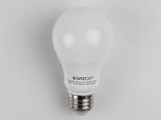 Satco Products, Inc. S9838 9.5A19/OMNI/220/LED/40K Satco Dimmable 9.5W 4000K A19 LED Bulb, Enclosed Rated