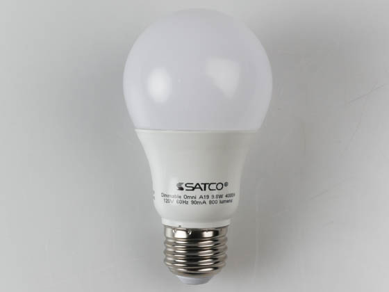 Satco Products, Inc. S29838 9.8A19/OMNI/220/LED/40K Satco Dimmable 9.8W 4000K A19 LED Bulb, Enclosed Fixture Rated