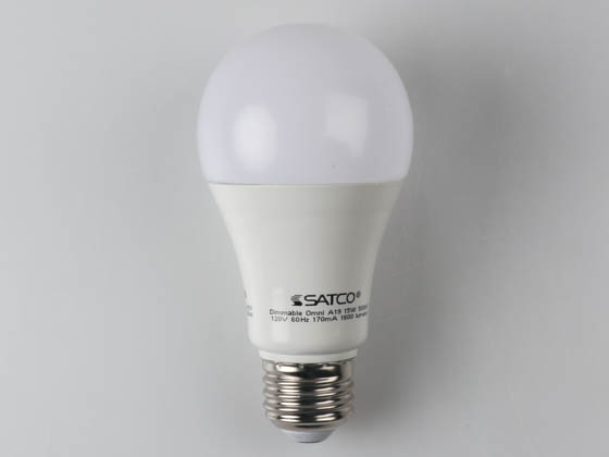 Satco Products, Inc. S29818 15A19/LED/5000K/1600L/120V/D Satco Dimmable 15W 5000K A19 LED Bulb, Enclosed Fixture Rated
