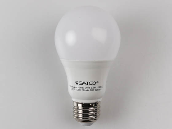 Satco Products, Inc. S29837 9.8A19/OMNI/220/LED/35K Satco Dimmable 9.8W 3500K A19 LED Bulb, Enclosed Fixture Rated