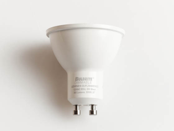 Bulbrite 771404 LED6PAR16GUFL35/60/830/D Dimmable 6W 3000K 35° MR16 LED Bulb, GU10 Base, Enclosed Rated