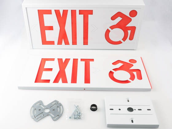 Value Brand 31753 MODIFIED-ISA-EXIT Steel Exit Sign Featuring Modified Wheelchair Accessibility Symbol, White