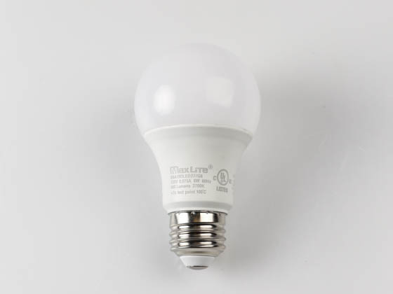 MaxLite 14099390 E6A19DLED27/G6 Maxlite Dimmable 6W 2700K A19 LED Bulb, Enclosed Rated