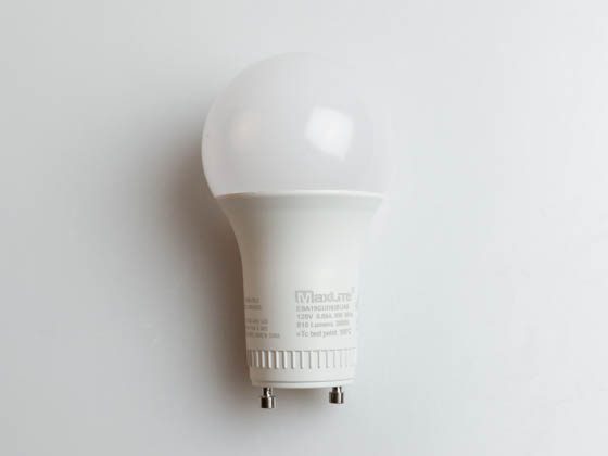 MaxLite 102491 E9A19GUD930/JA8 Maxlite Dimmable 9 Watt 3000K A19 LED Bulb, 92 CRI, JA8 Compliant, GU24 Base, Enclosed Fixture Rated