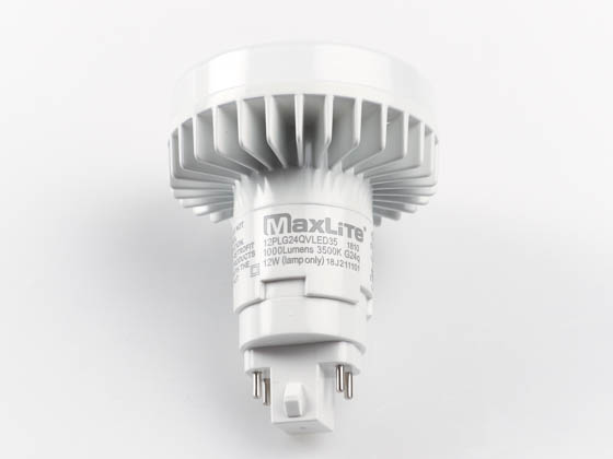 MaxLite 1408688 12PLG24QVLED35 Maxlite Non-Dimmable 12W 4 Pin Vertical 3500K G24q LED Bulb, Ballast Compatible
