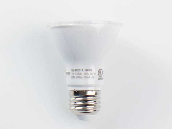 90+ Lighting SE-RCD11.1407G Dimmable 7 Watt 2700K 40 Degree 90 CRI PAR20 LED Bulb, JA8 Compliant, Enclosed and Wet Rated